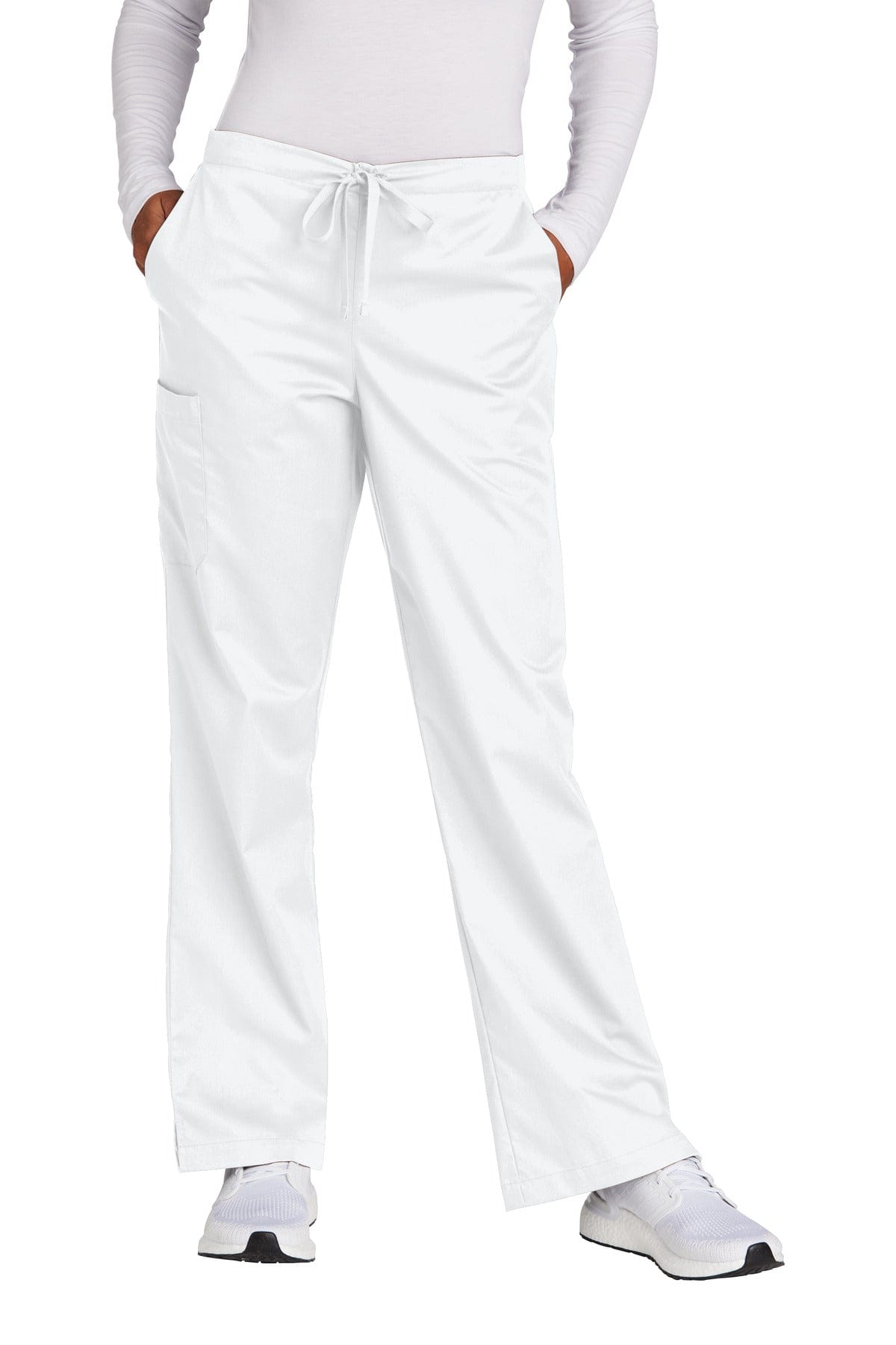 WonderWink WW4750T Women's Tall WorkFlex Flare Leg Cargo Pant in White
