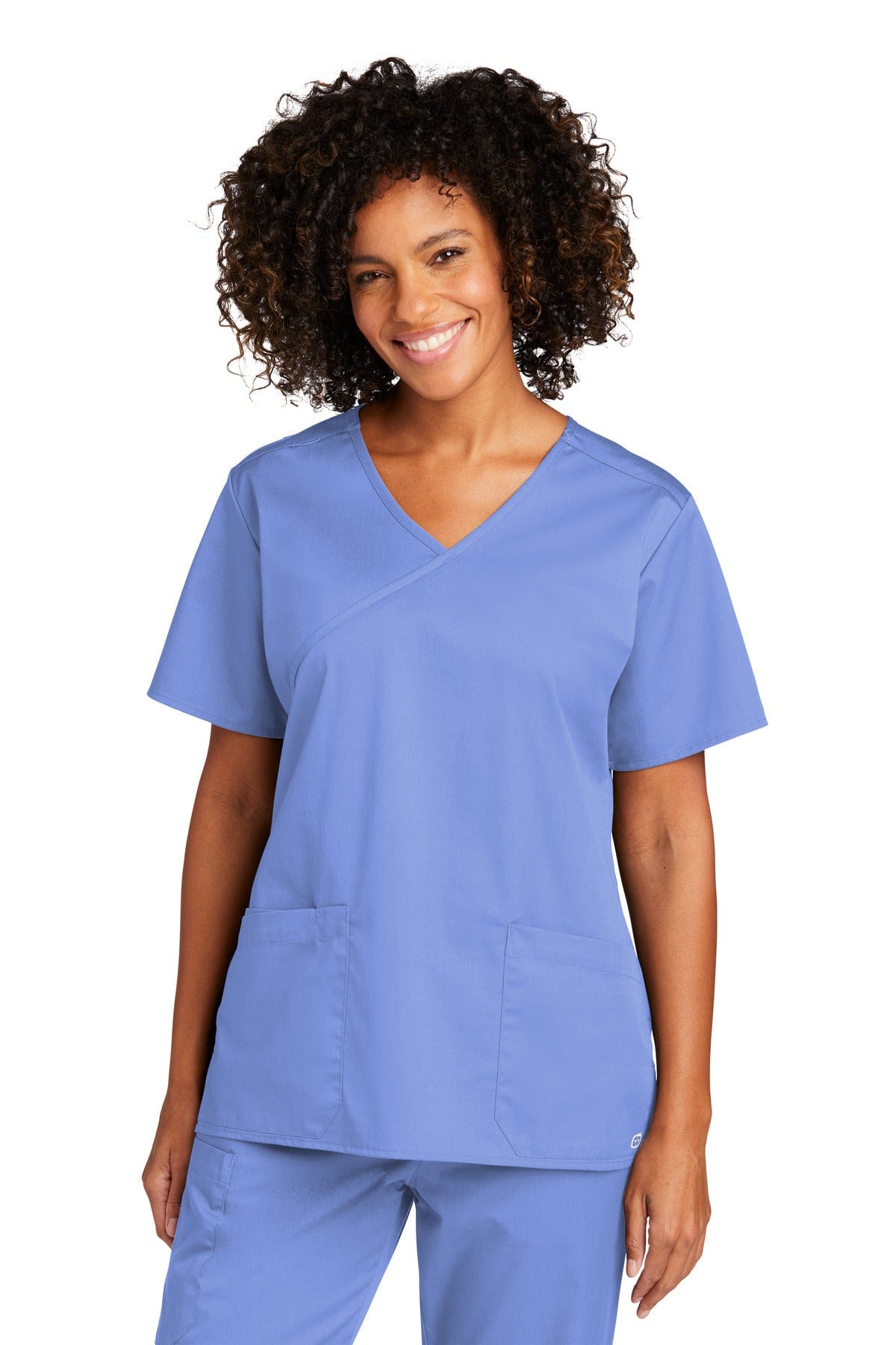 WonderWink WW4760 Women's WorkFlex Mock Wrap Top in Ceil Blue