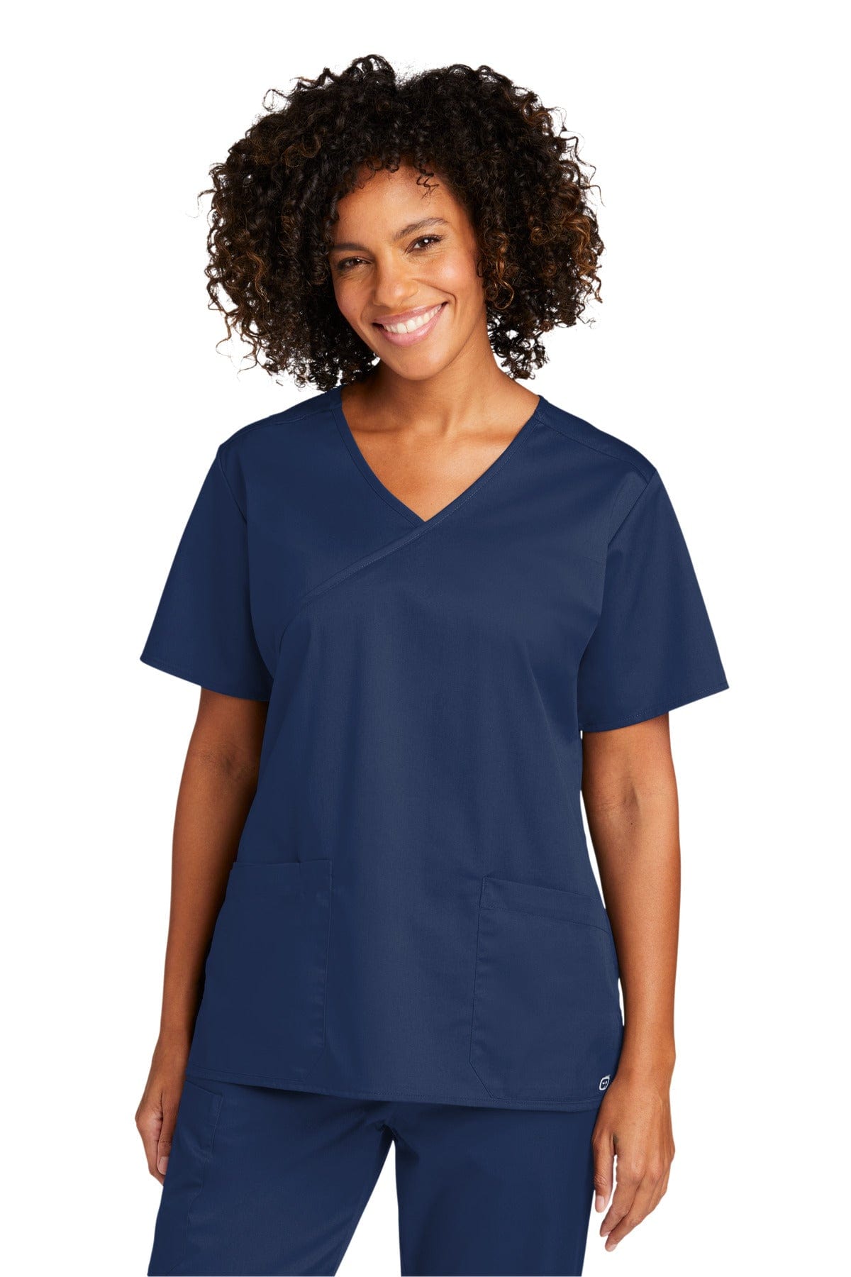 WonderWink WW4760 Women's WorkFlex Mock Wrap Top in Navy