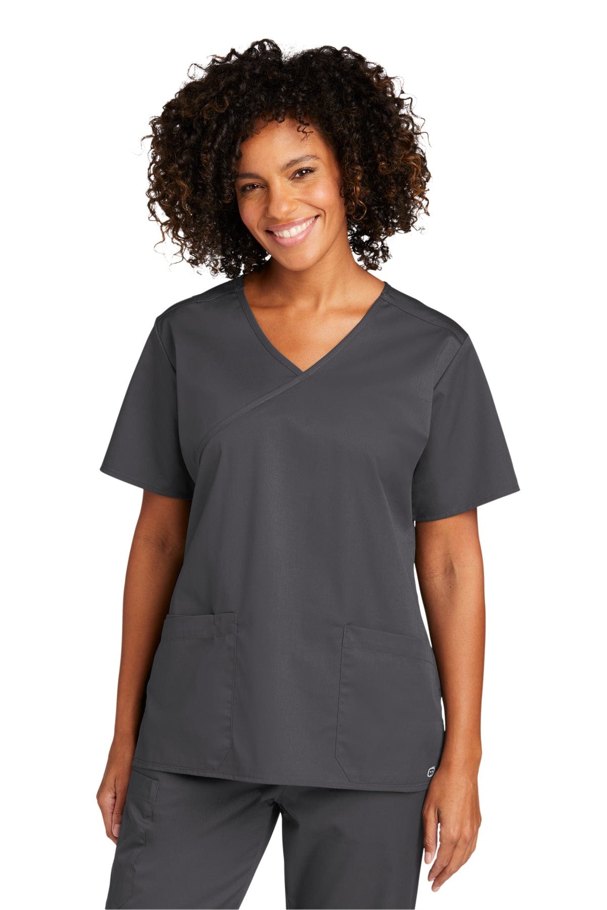 WonderWink WW4760 Women's WorkFlex Mock Wrap Top in Pewter