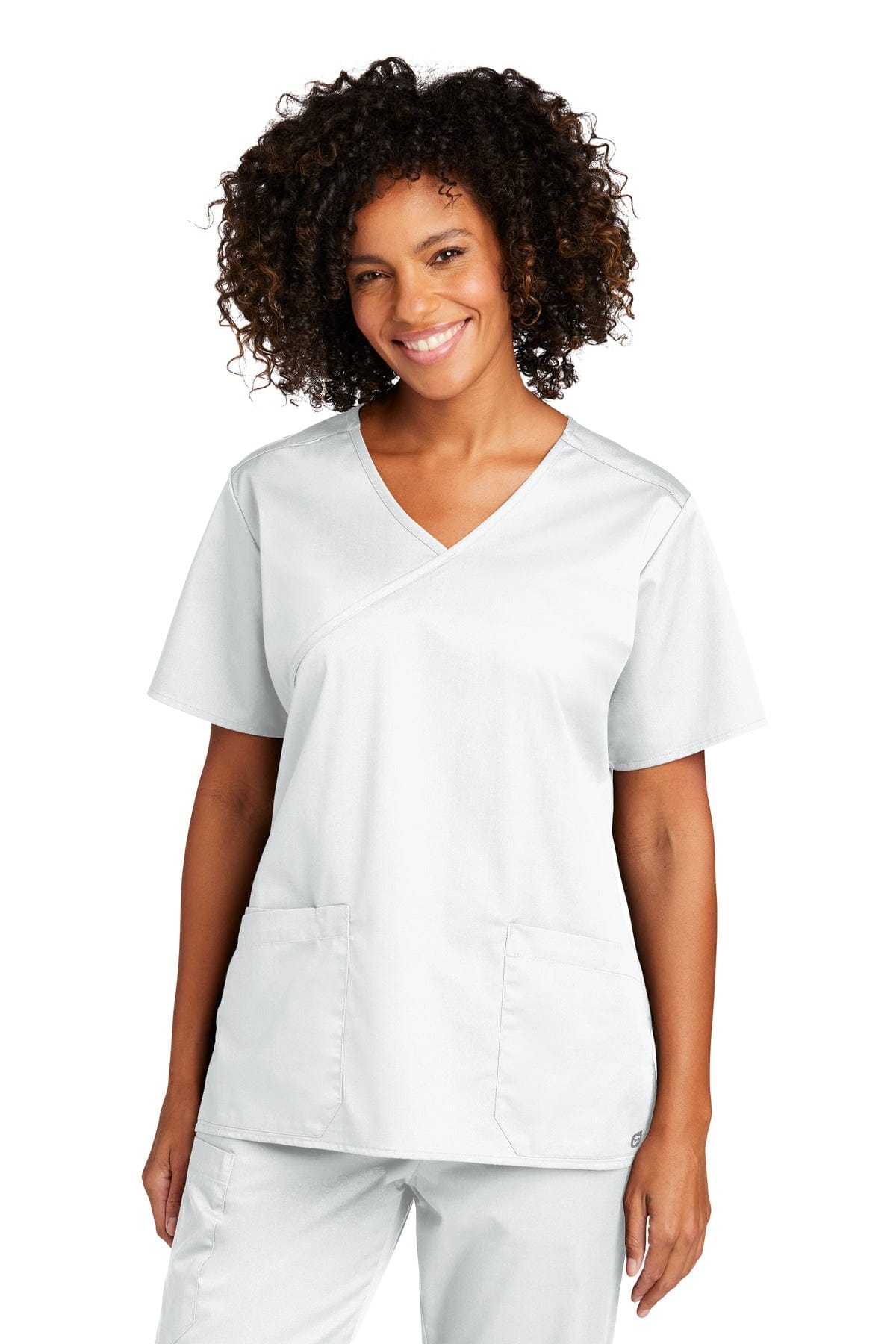 WonderWink WW4760 Women's WorkFlex Mock Wrap Top in White