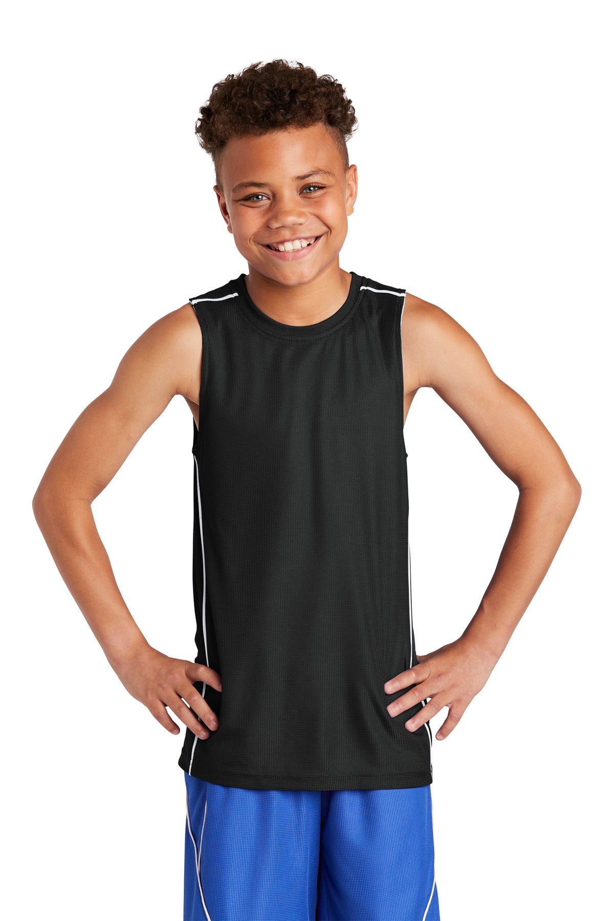 Sport-Tek YT555: Youth PosiCharge Mesh Reversible Sleeveless Tee