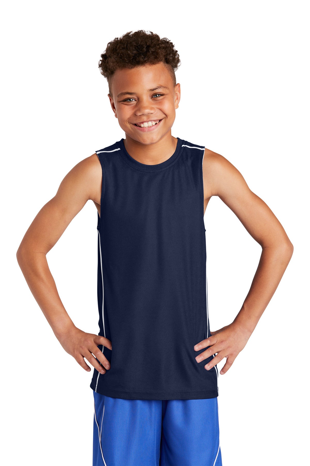 Sport-Tek YT555: Youth PosiCharge Mesh Reversible Sleeveless Tee
