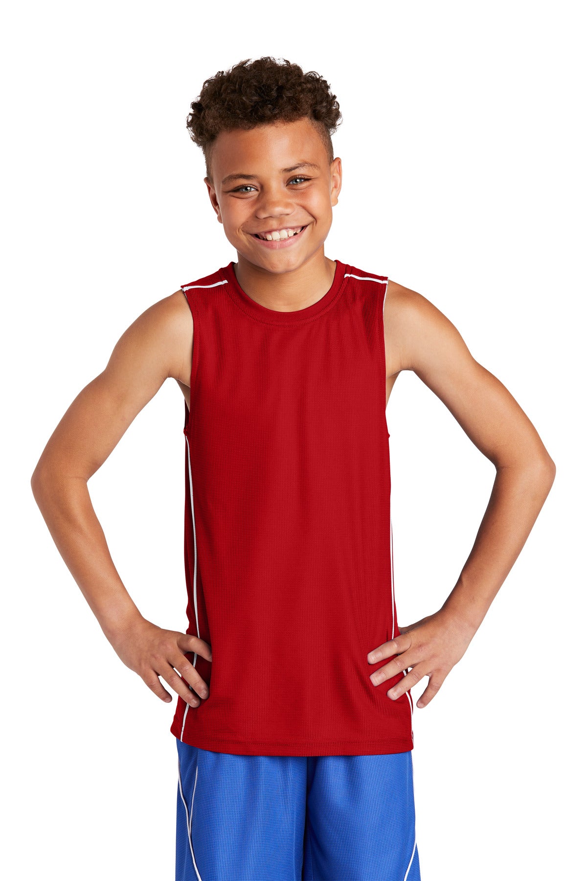 Sport-Tek YT555: Youth PosiCharge Mesh Reversible Sleeveless Tee