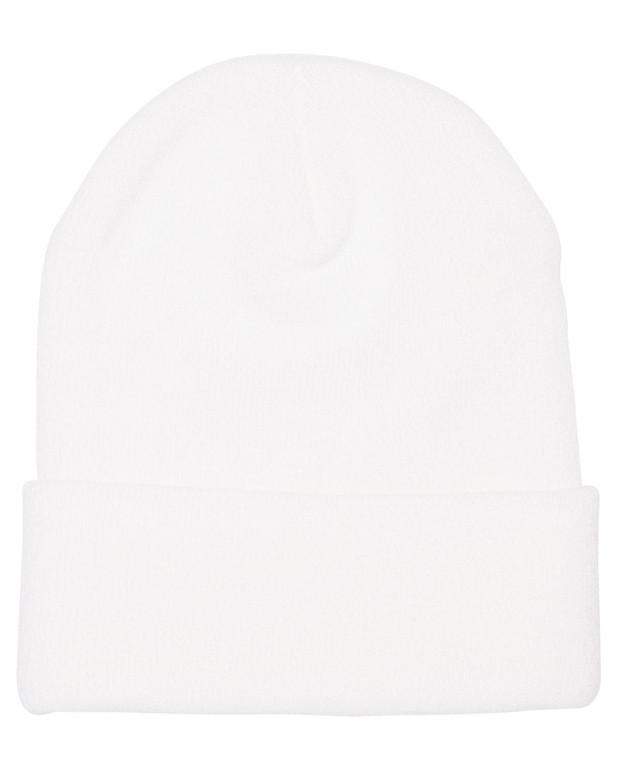 Yupoong Headwear OS / White Yupoong 1501 Adult Cuffed Knit Beanie