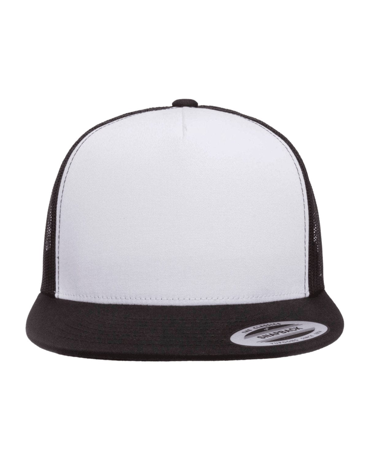 Yupoong 6006W Adult Classic Trucker with White Front Panel Cap in Black/ Wht/ Blk