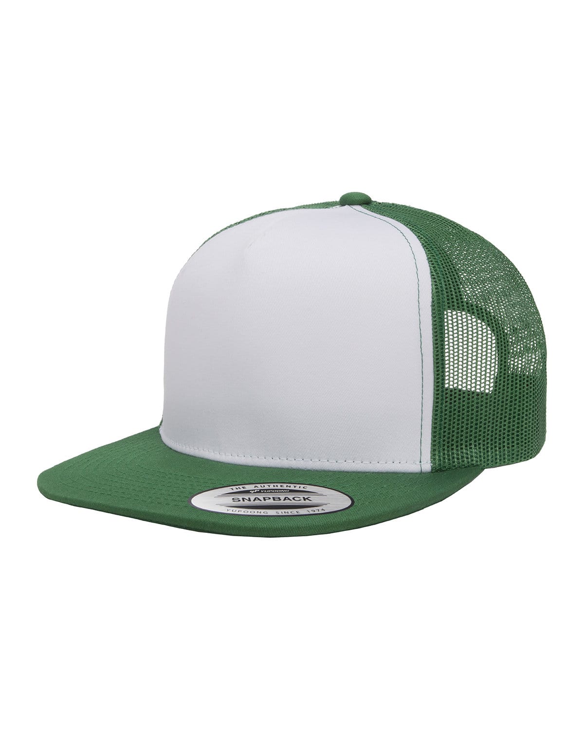 Yupoong 6006W Adult Classic Trucker with White Front Panel Cap in Kelly/ Wht/ Kly