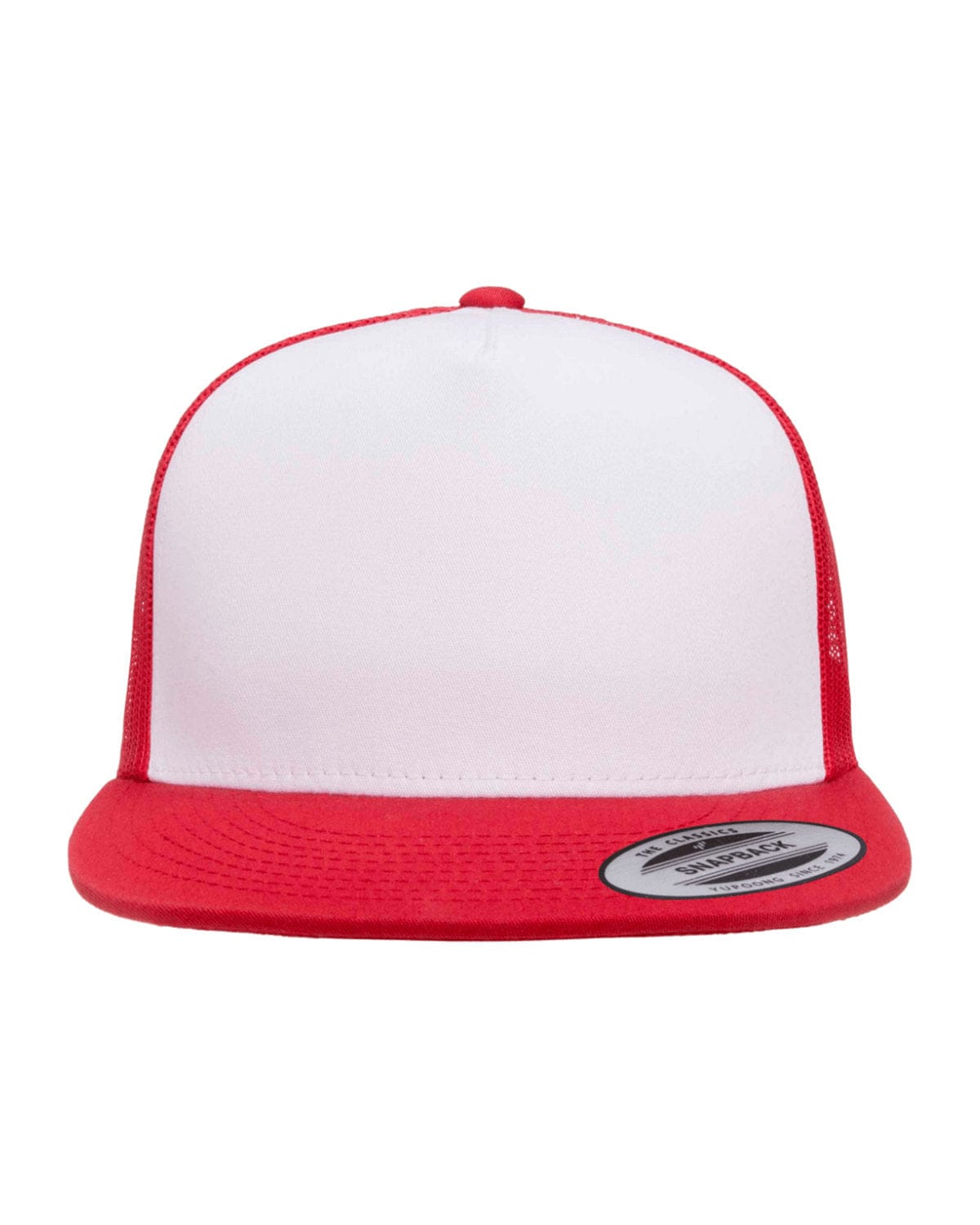 Yupoong 6006W Adult Classic Trucker with White Front Panel Cap in Red/ Wht/ Red