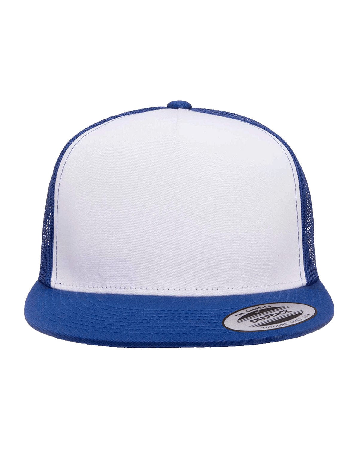 Yupoong 6006W Adult Classic Trucker with White Front Panel Cap in Royal/ Wht/ Royl