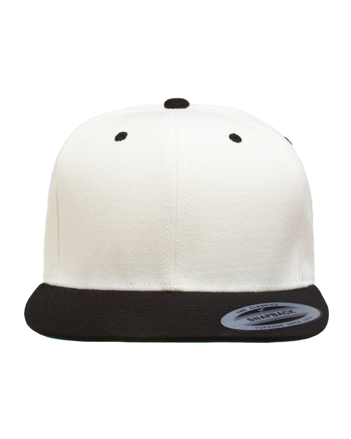 Yupoong Headwear OS / Natural/ Black Yupoong 6089 Adult 6-Panel Structured Flat Visor Classic Snapback