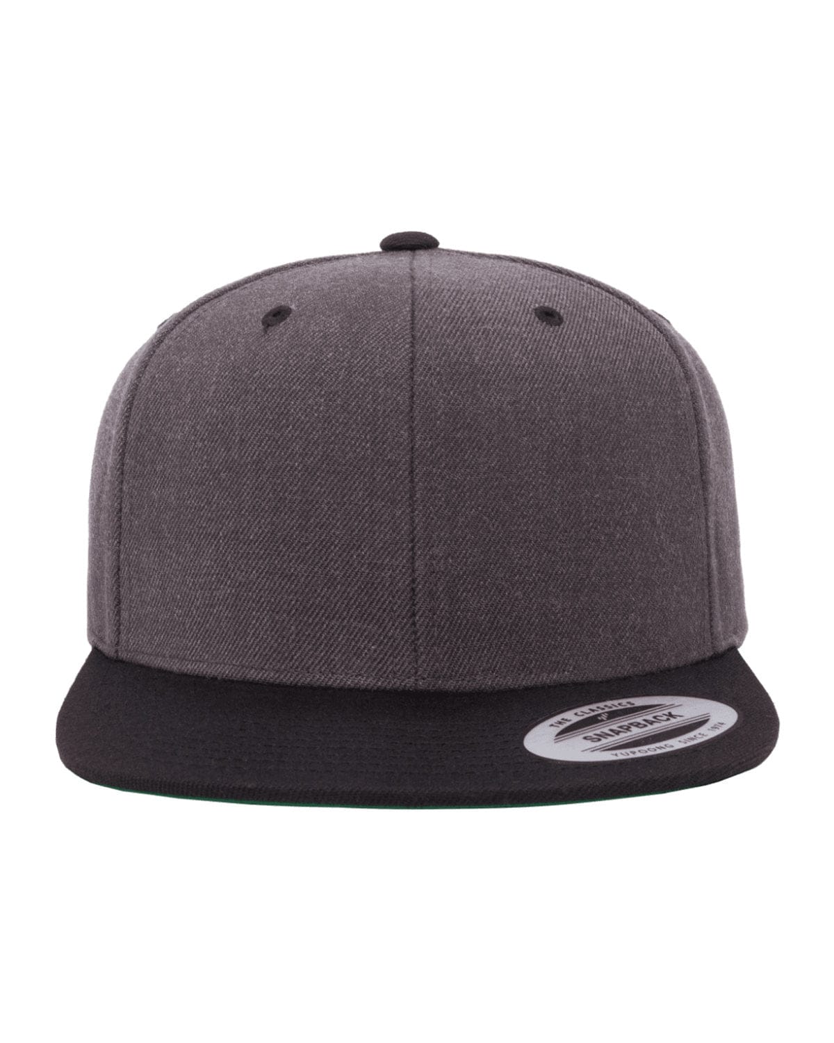 Yupoong 6089MT Adult 6-Panel Structured Flat Visor Classic Two-Tone Snapback in Drk Hthr/ Black
