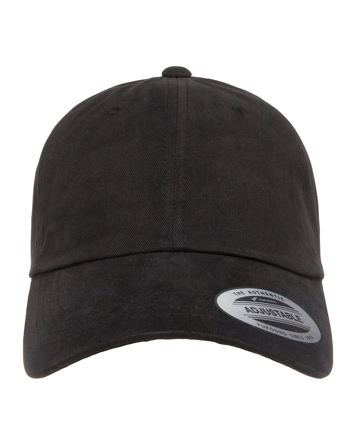 Yupoong 6245PT Adult Peached Cotton Twill Dad Cap in Black