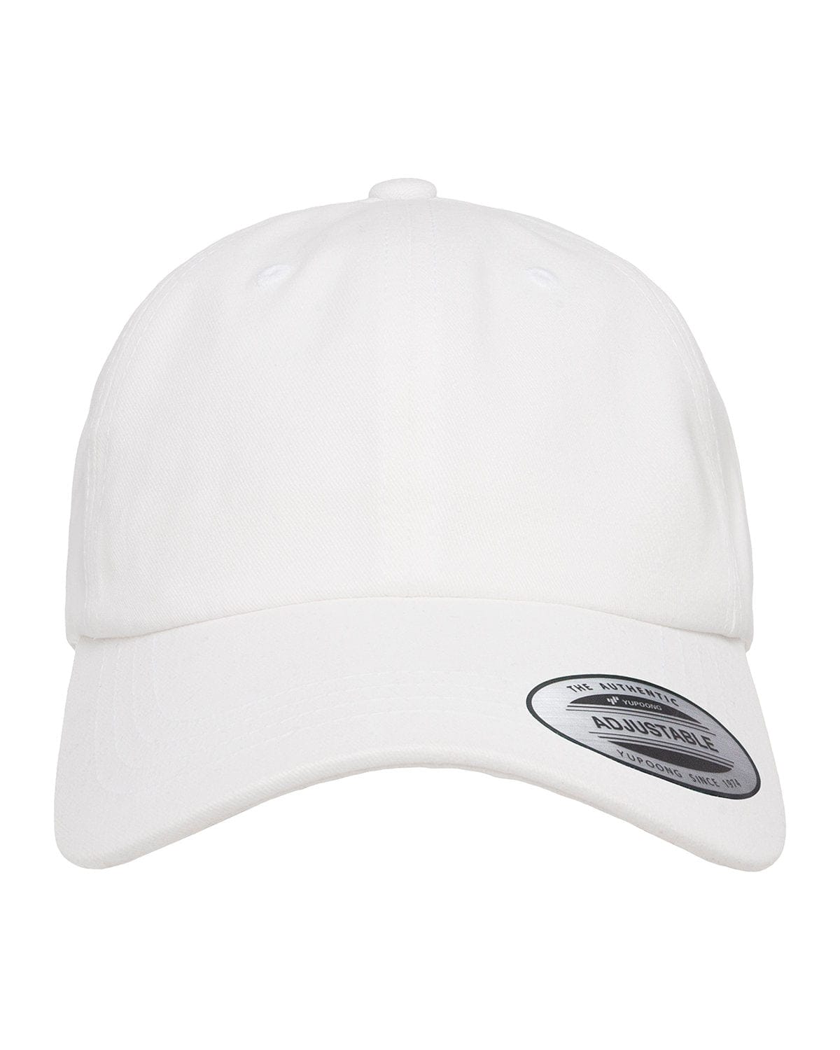 Yupoong 6245PT Adult Peached Cotton Twill Dad Cap in White