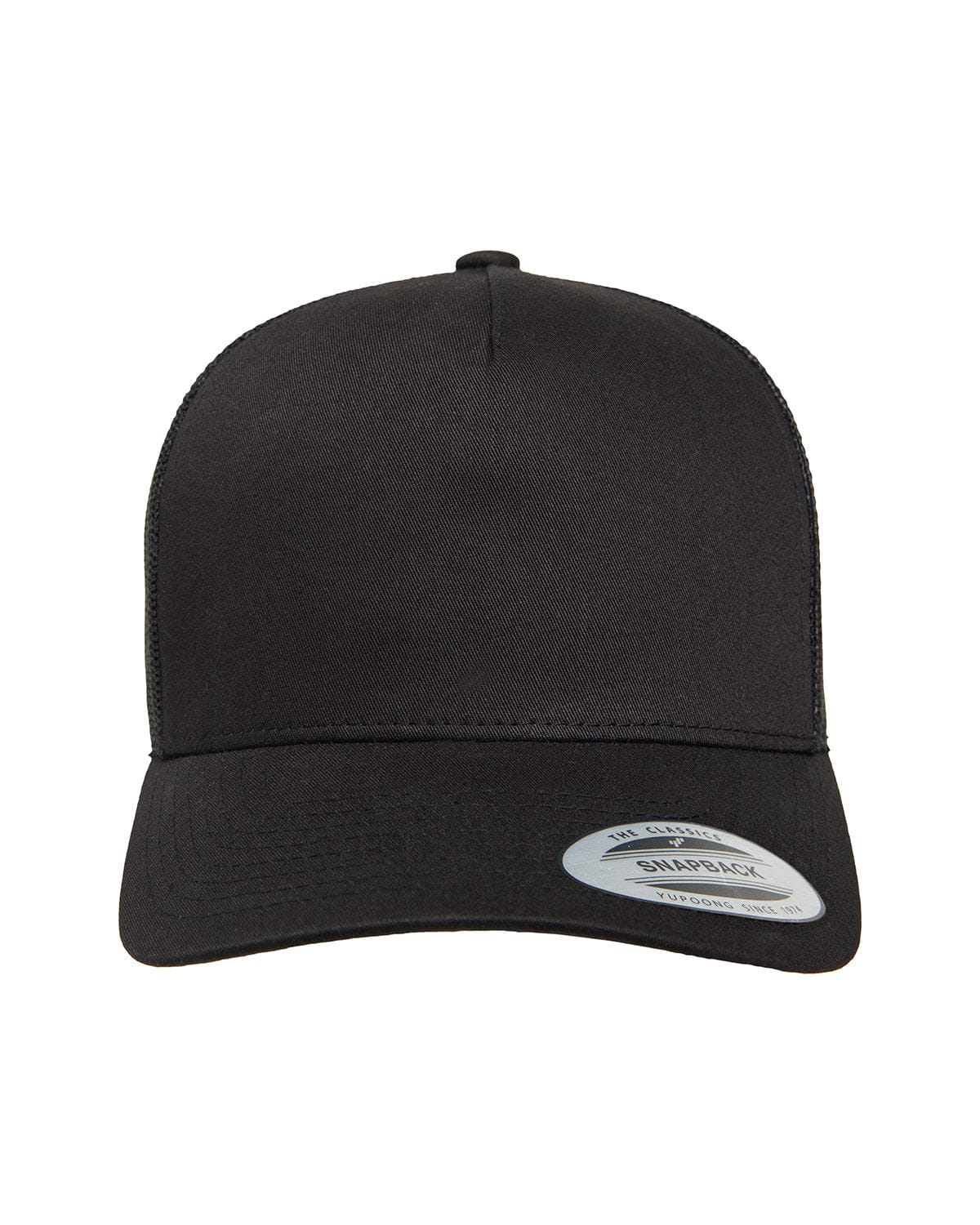 Yupoong 6506 Adult 5-Panel Retro Trucker Cap in Black