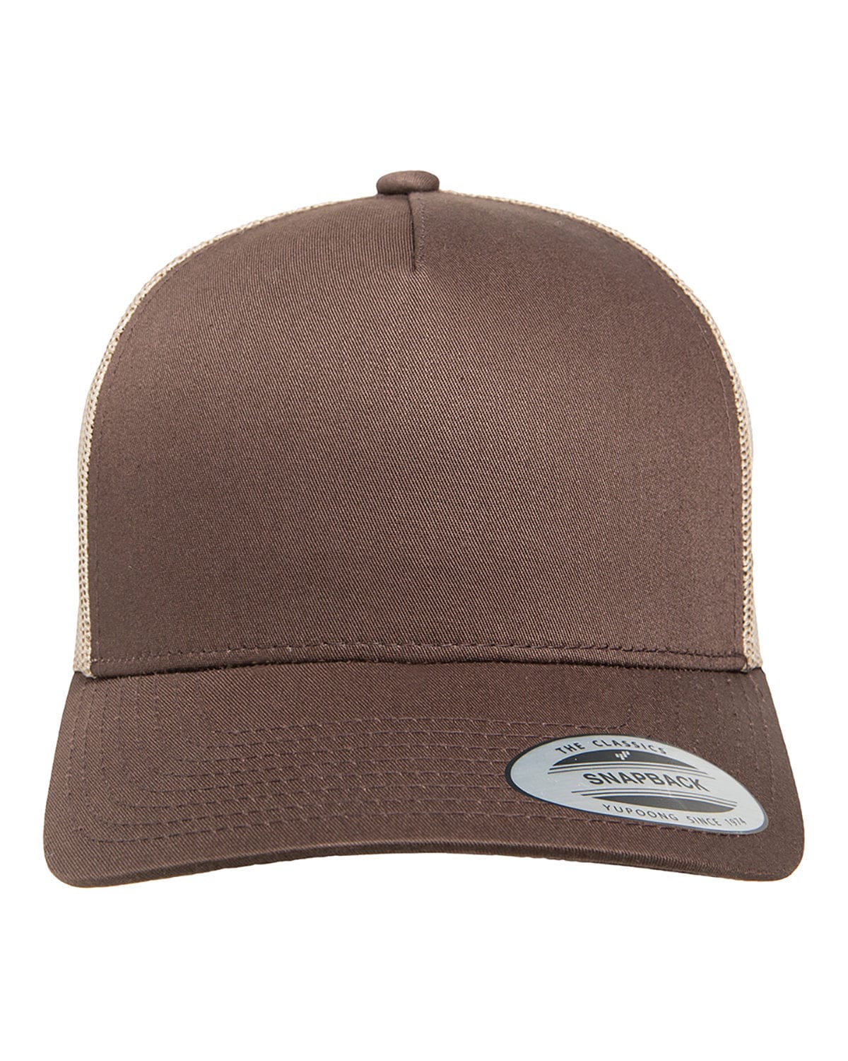 Yupoong 6506 Adult 5-Panel Retro Trucker Cap in Brown/ Khaki