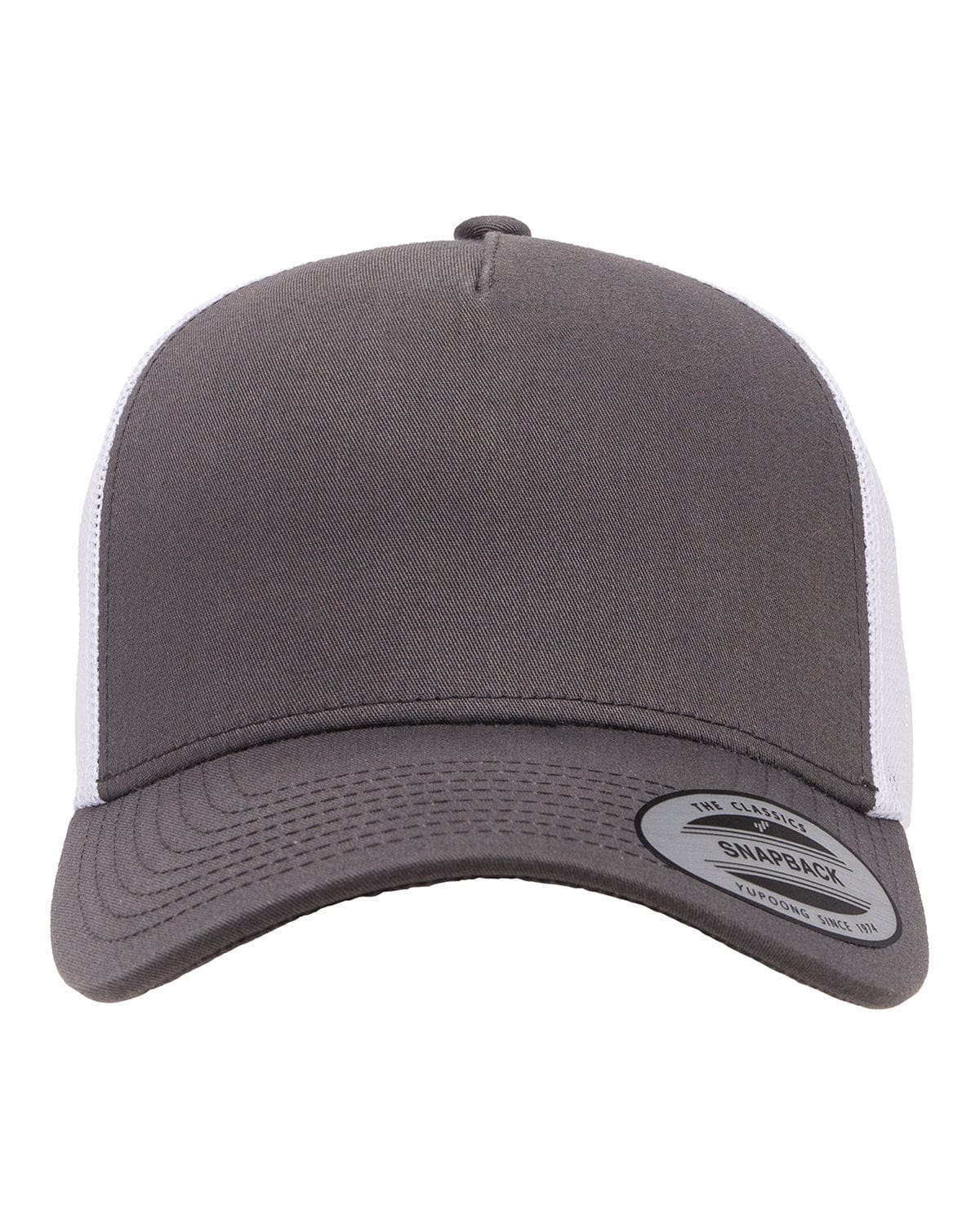 Yupoong 6506 Adult 5-Panel Retro Trucker Cap in Charcoal/ White