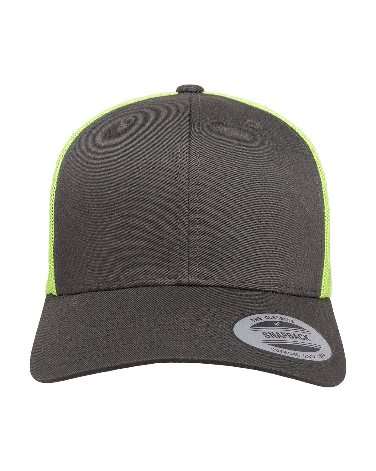 Yupoong Headwear OS / Chrcl/ Neon Grn Yupoong 6606 Adult Retro Trucker Cap