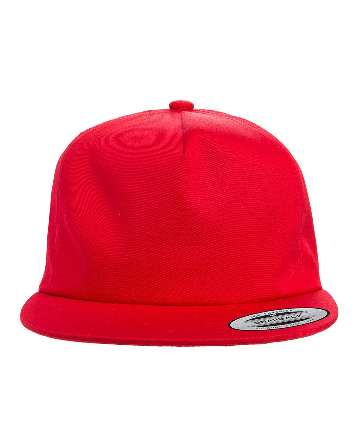 Yupoong Y6502 Adult Unstructured 5-Panel Snapback Cap in Red