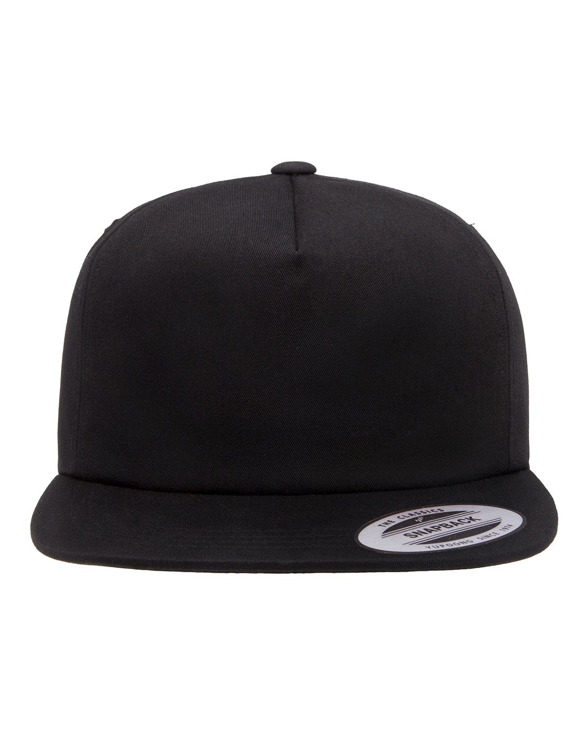 Yupoong Y6502 Adult Unstructured 5-Panel Snapback Cap in Black