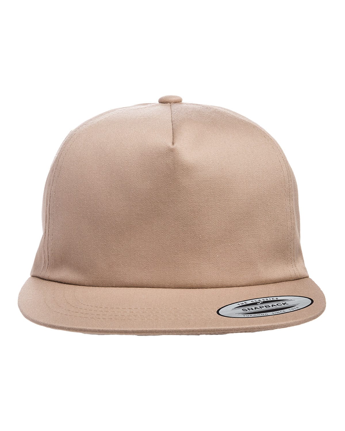 Yupoong Y6502 Adult Unstructured 5-Panel Snapback Cap in Khaki