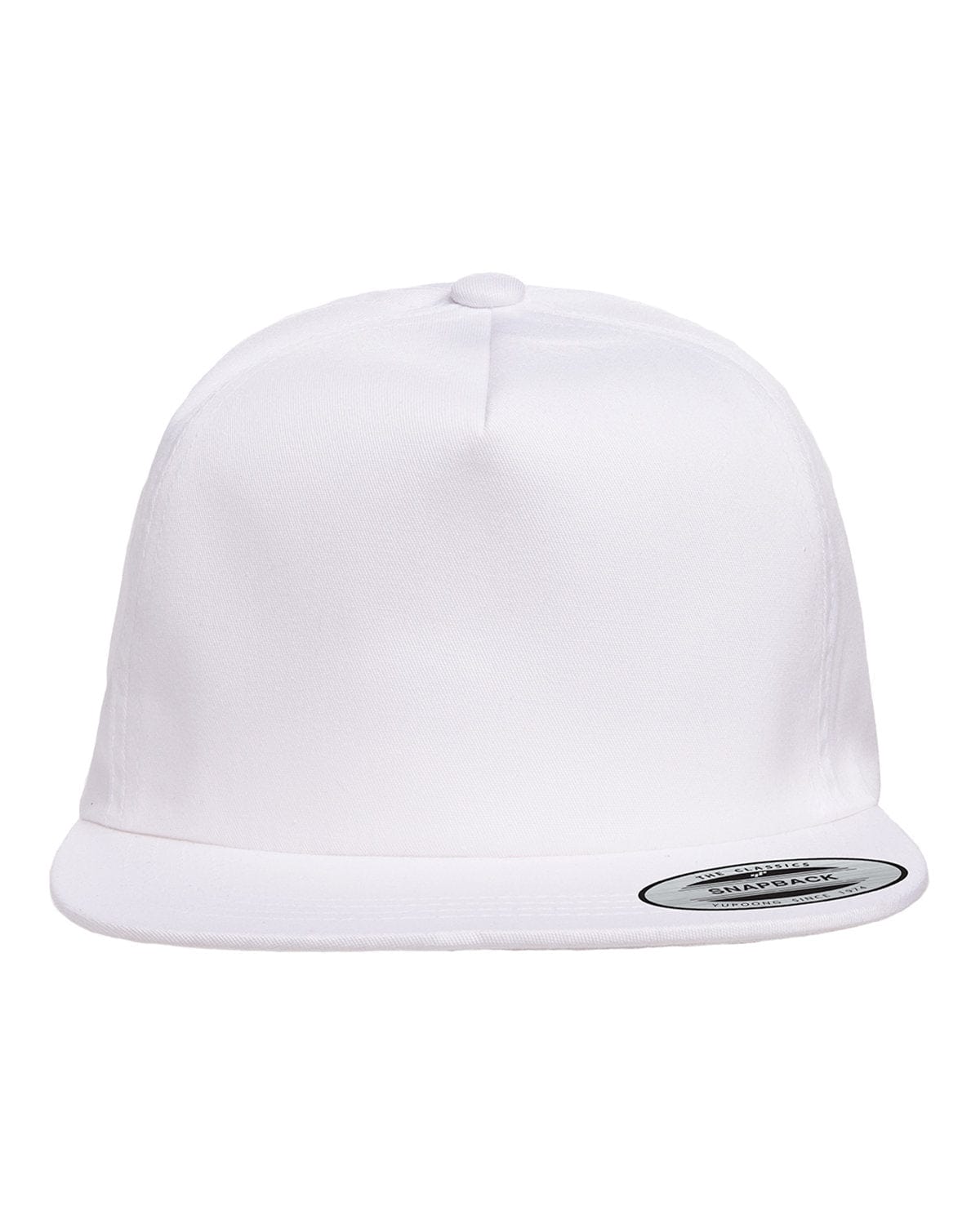 Yupoong Y6502 Adult Unstructured 5-Panel Snapback Cap in White