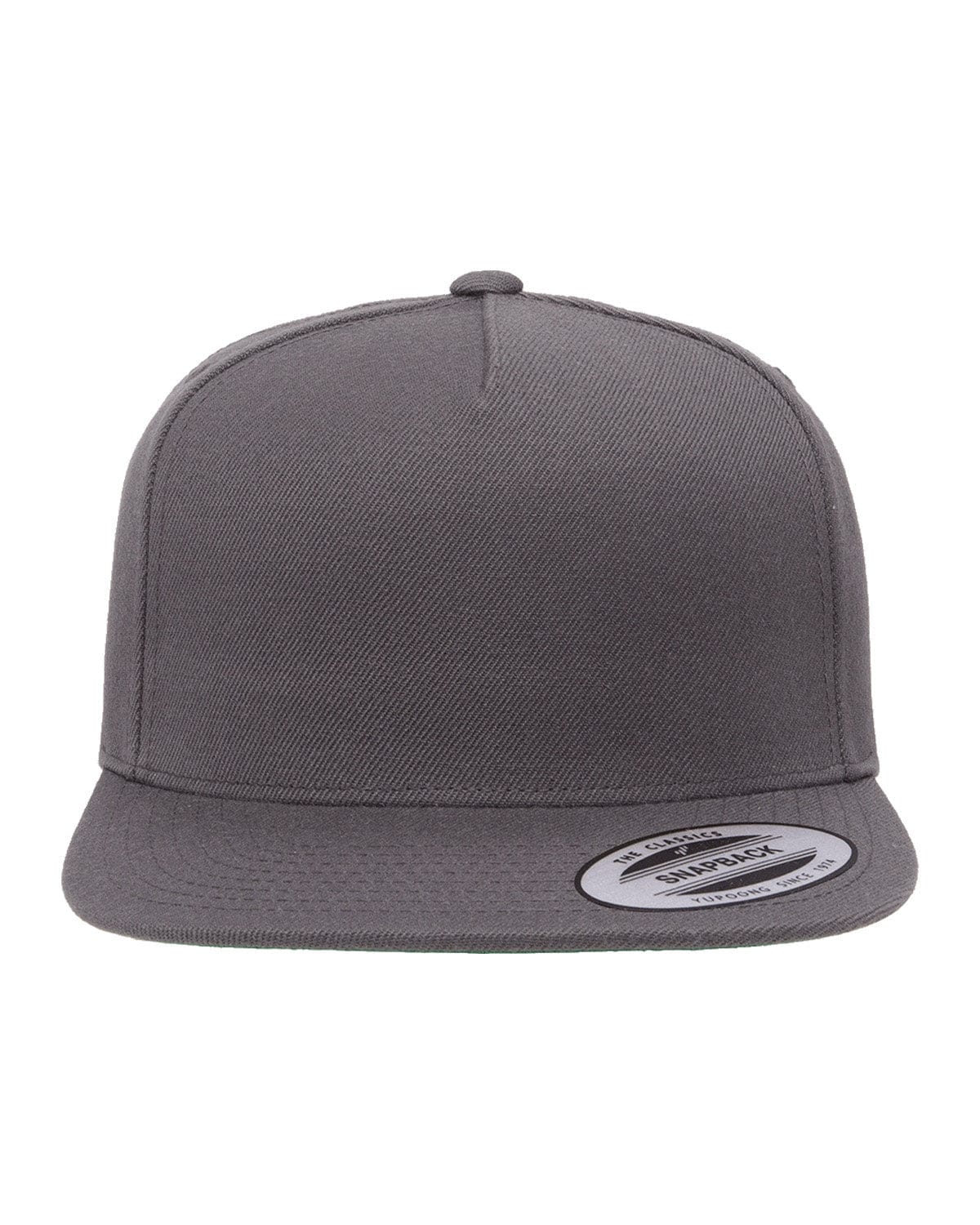 Yupoong YP5089 Adult 5-Panel Structured Flat Visor Classic Snapback Cap in Dark Grey
