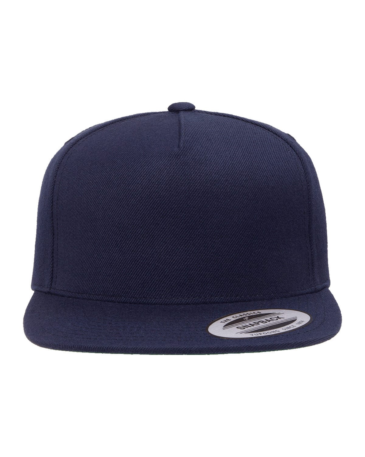 Yupoong YP5089 Adult 5-Panel Structured Flat Visor Classic Snapback Cap in Navy