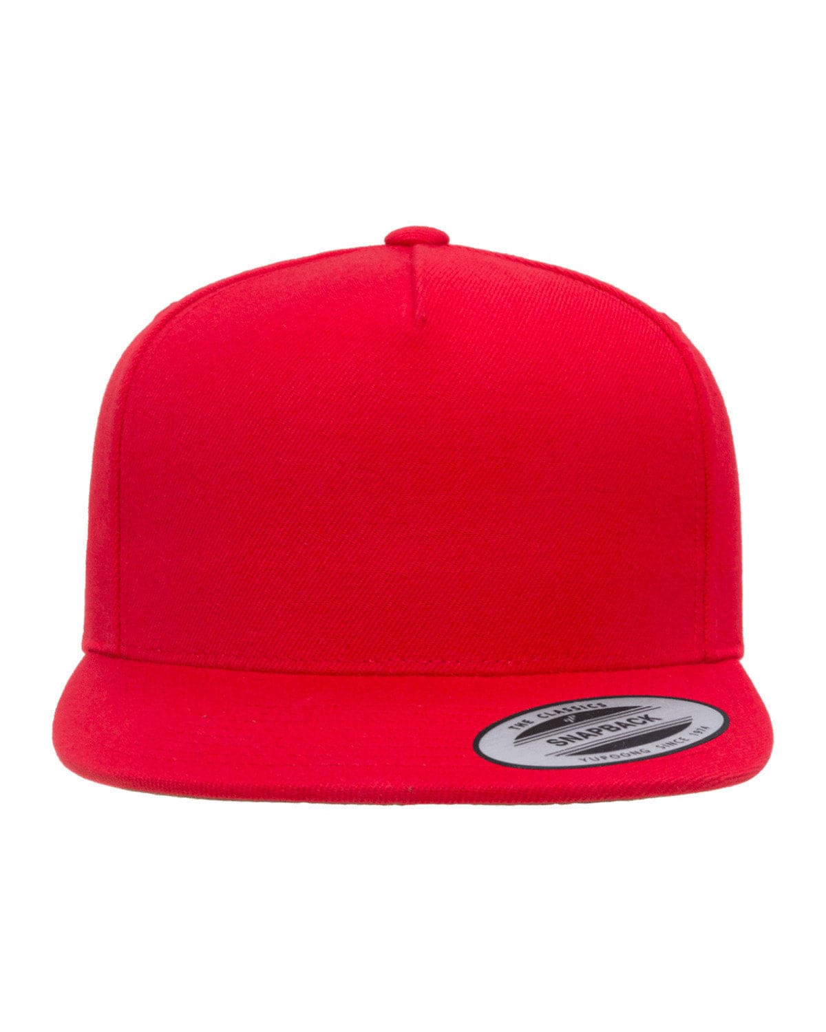 Yupoong YP5089 Adult 5-Panel Structured Flat Visor Classic Snapback Cap in Red
