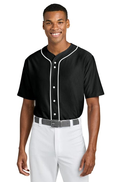 A4 T-Shirts S / Black A4 Short Sleeve Full-Button Baseball Top: A4N4184