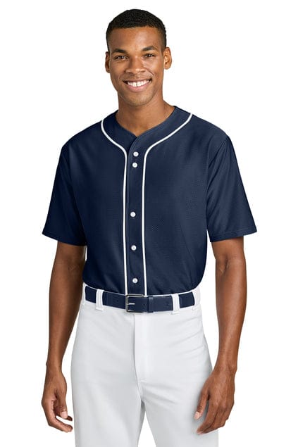 A4 T-Shirts S / Navy A4 Short Sleeve Full-Button Baseball Top: A4N4184
