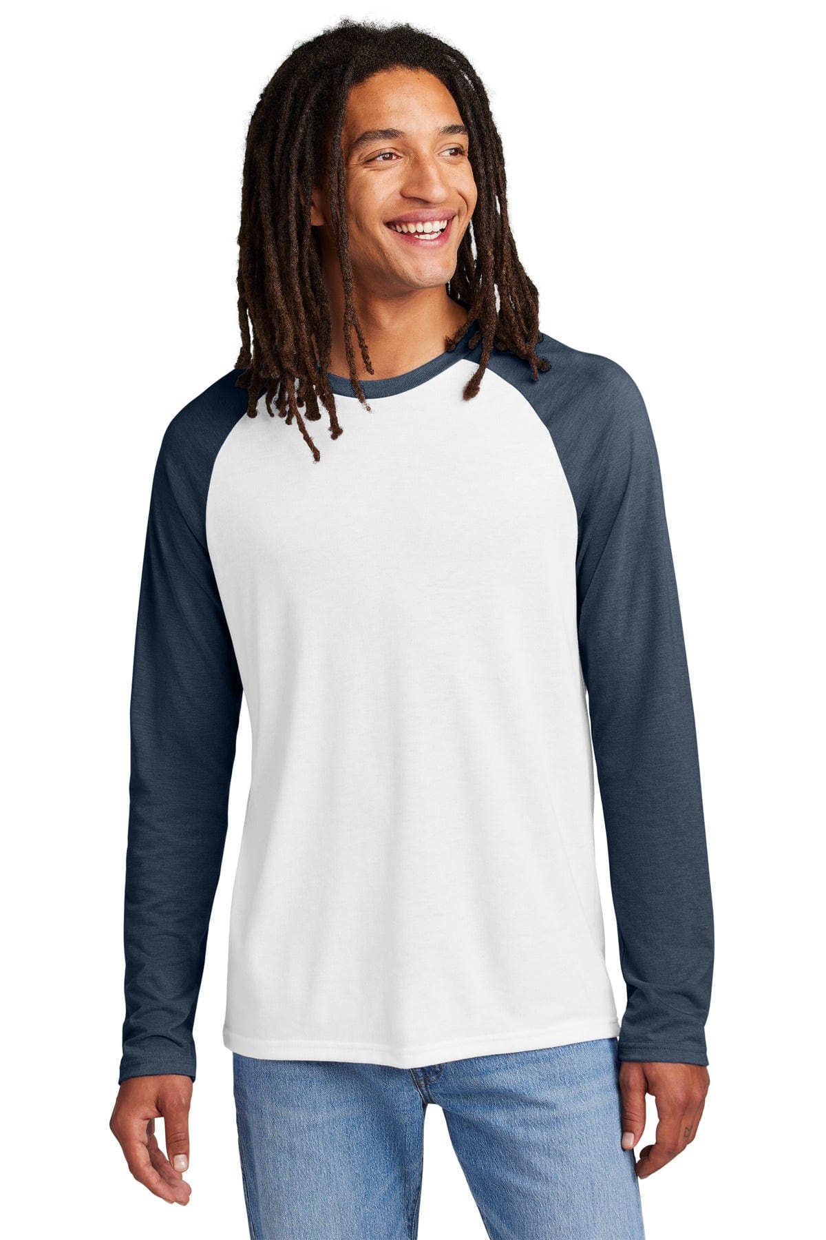 AllMade T-Shirts XS / Rebel Blue/ Bright White Allmade AL6009: Unisex Tri-Blend Long Sleeve Colorblock Raglan