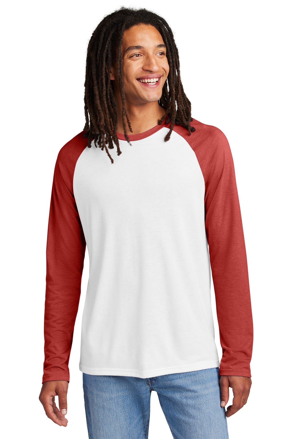 AllMade T-Shirts XS / Rise Up Red/ Bright White Allmade AL6009: Unisex Tri-Blend Long Sleeve Colorblock Raglan