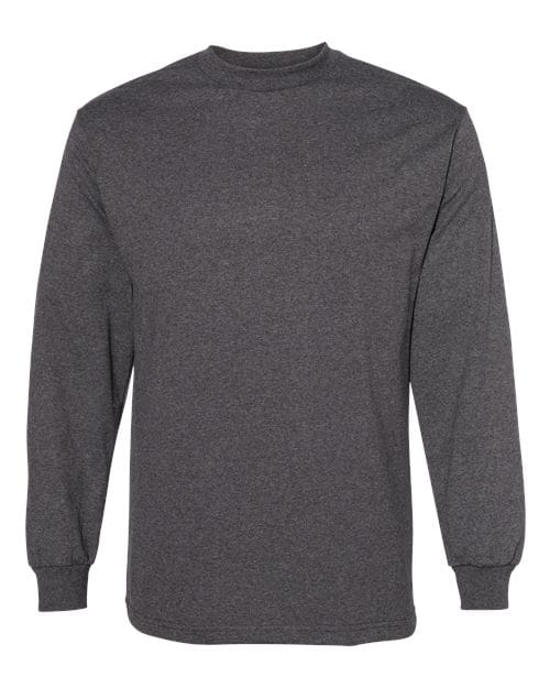 1304 Unisex Heavyweight Cotton Long Sleeve Tee in Heather Charcoal