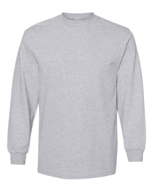 1304 Unisex Heavyweight Cotton Long Sleeve Tee in Heather Grey