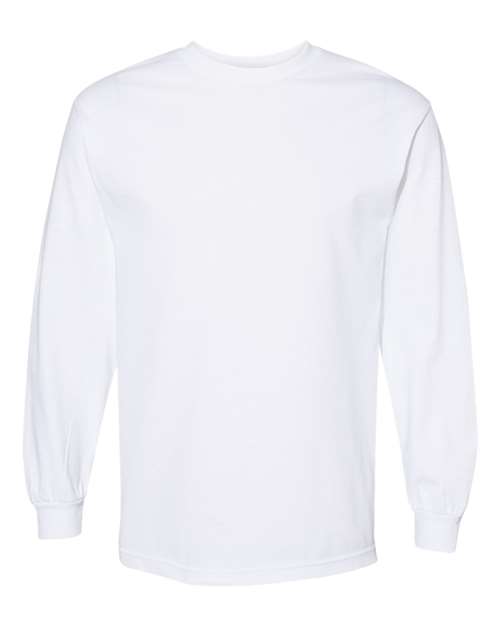 1304 Unisex Heavyweight Cotton Long Sleeve Tee in White