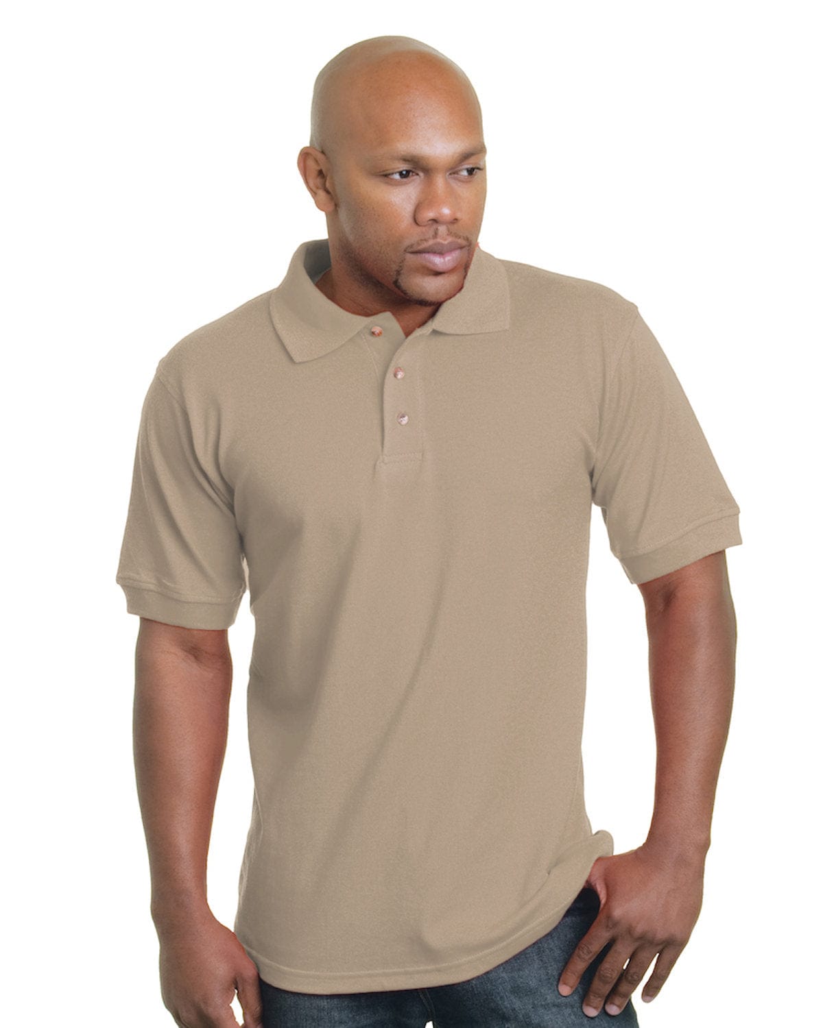 Bayside Polos/Knits S / Sand Bayside BA1000: Adult 6.1 oz., Cotton Pique Polo