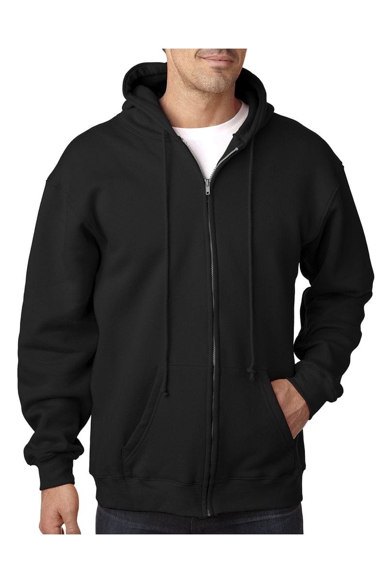 Bayside Sweatshirts/Fleece S / Black Bayside BA900: Adult  9.5oz., 80% cotton/20% polyester Full-Zip Hooded Sweatshirt