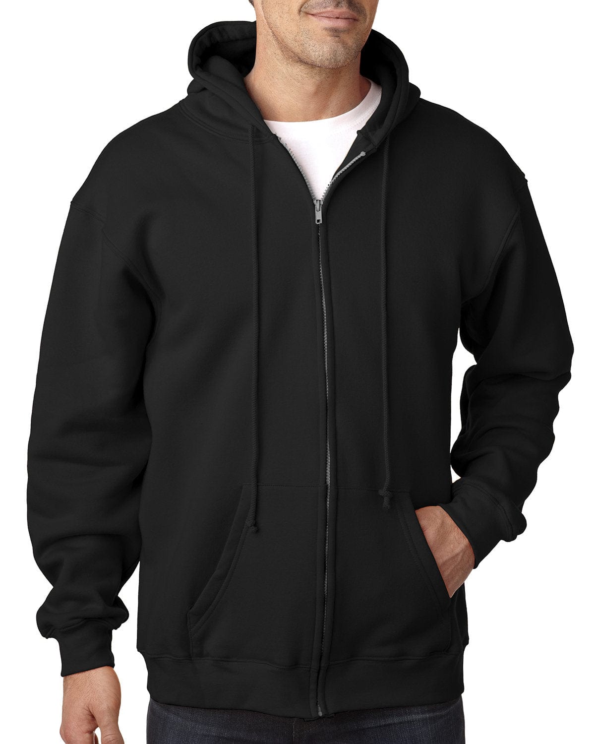 Bayside Sweatshirts/Fleece S / Black Bayside BA900: Adult  9.5oz., 80% cotton/20% polyester Full-Zip Hooded Sweatshirt