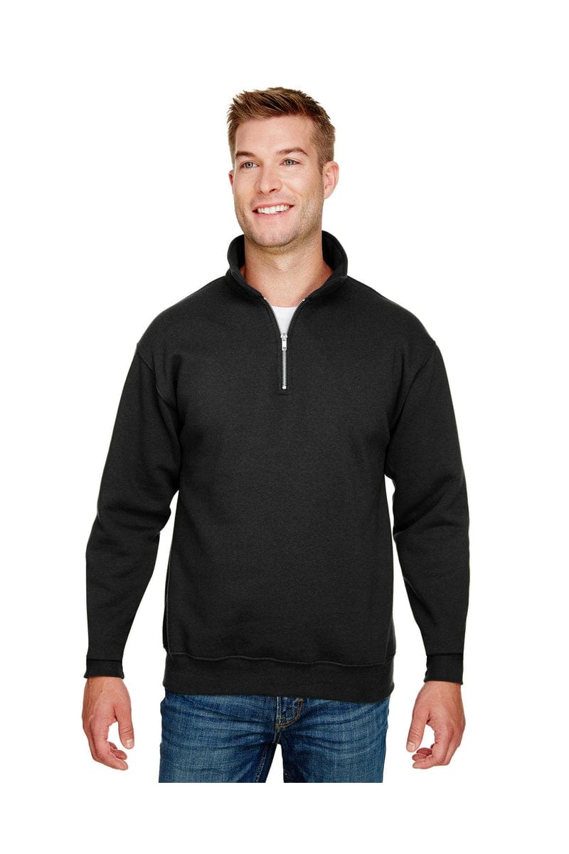 Bayside Sweatshirts/Fleece S / Black Bayside BA920: Unisex 9.5 oz., 80/20 Quarter-Zip Pullover Hooded Sweatshirt