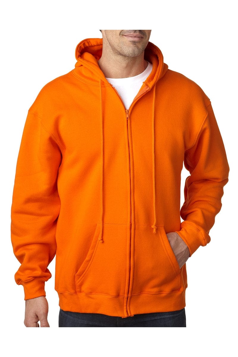 Bayside Sweatshirts/Fleece S / Bright Orange Bayside BA900: Adult  9.5oz., 80% cotton/20% polyester Full-Zip Hooded Sweatshirt