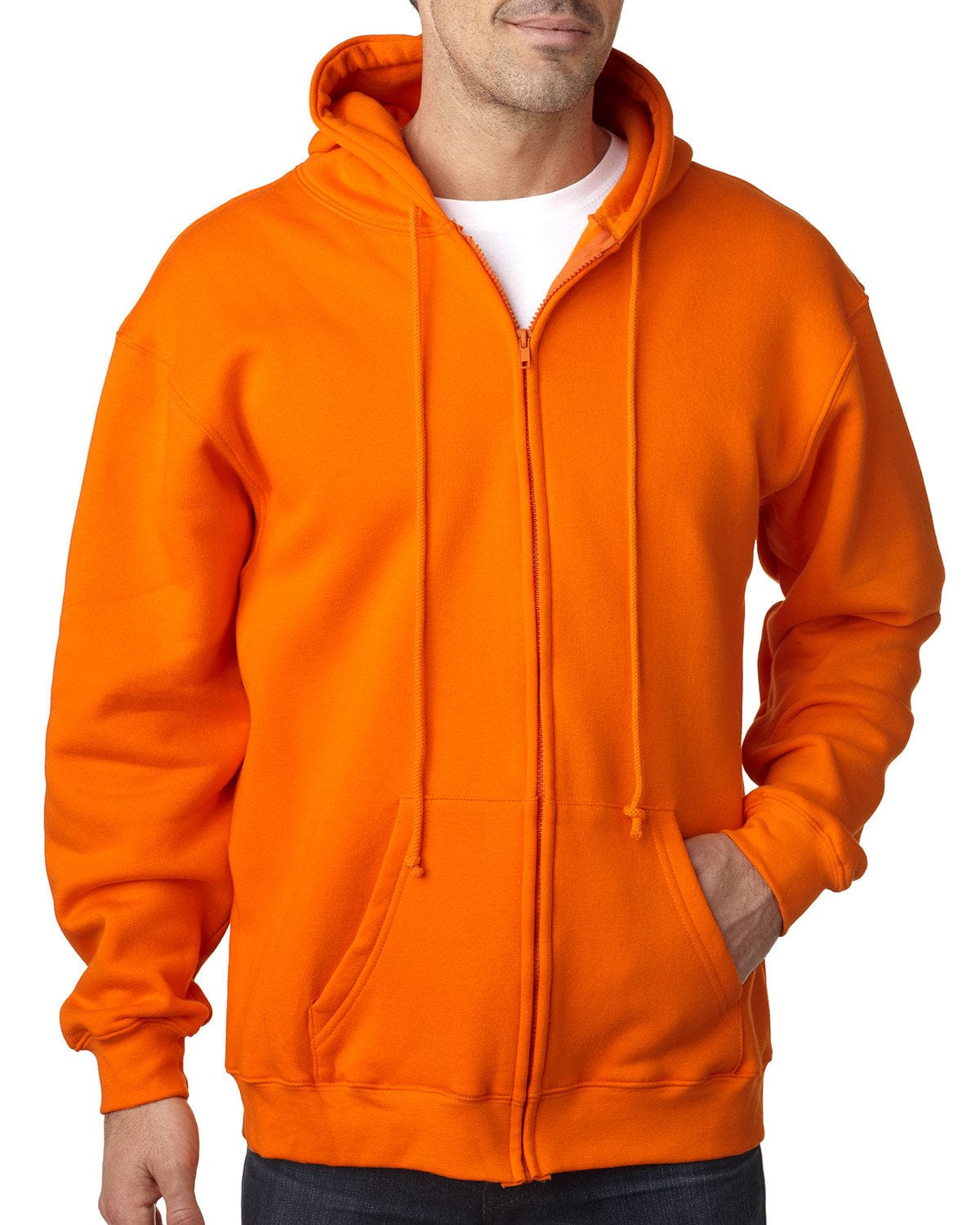 Bayside Sweatshirts/Fleece S / Bright Orange Bayside BA900: Adult  9.5oz., 80% cotton/20% polyester Full-Zip Hooded Sweatshirt
