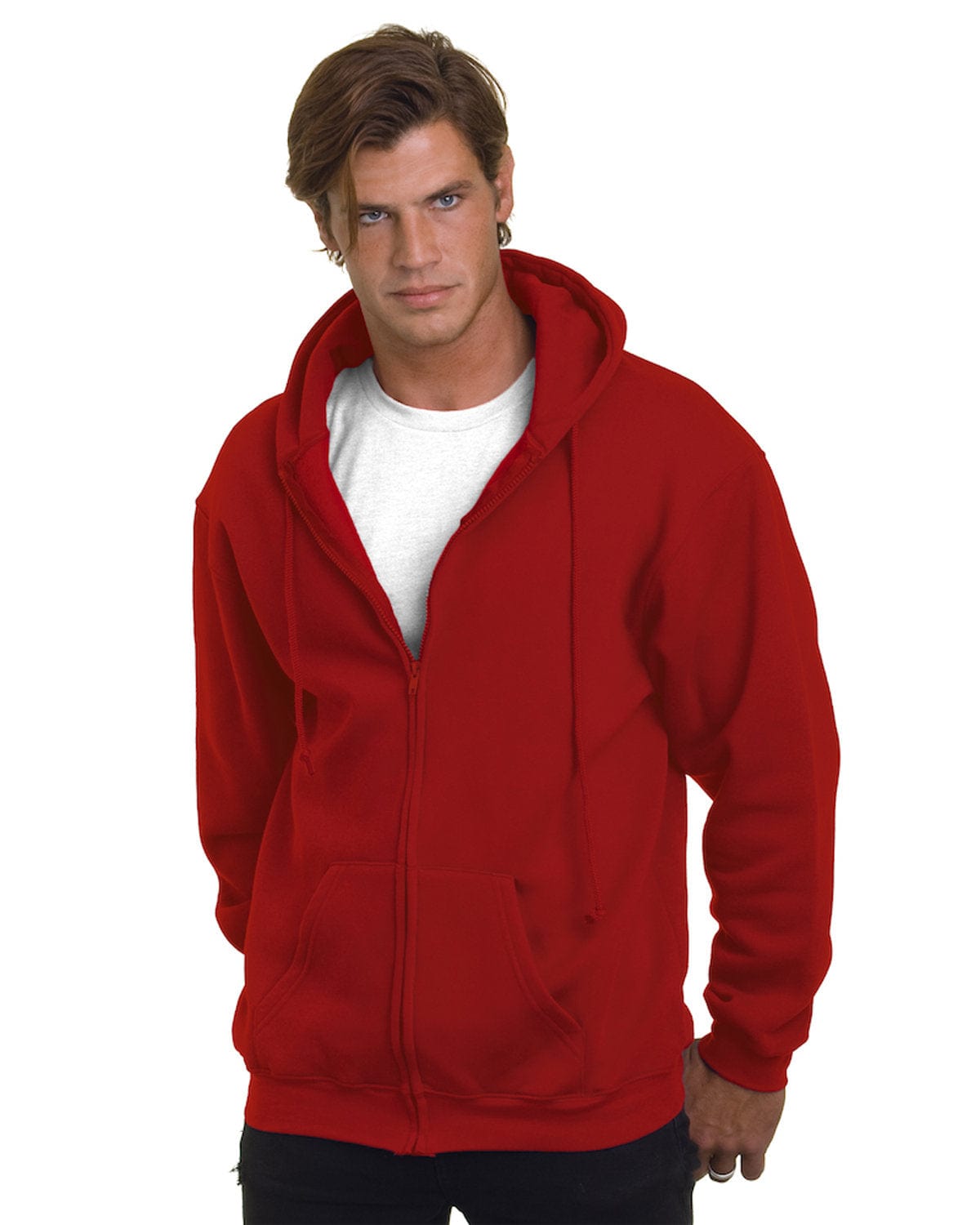 Bayside Sweatshirts/Fleece S / Cardinal Bayside BA900: Adult  9.5oz., 80% cotton/20% polyester Full-Zip Hooded Sweatshirt