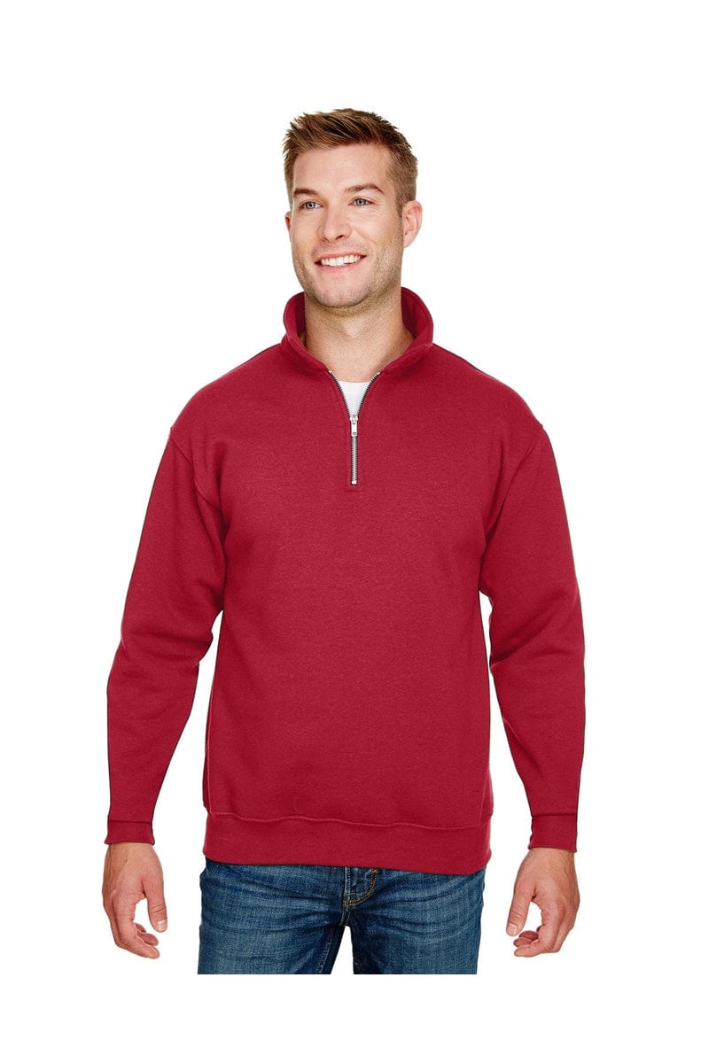 Bayside Sweatshirts/Fleece S / Cardinal Bayside BA920: Unisex 9.5 oz., 80/20 Quarter-Zip Pullover Hooded Sweatshirt