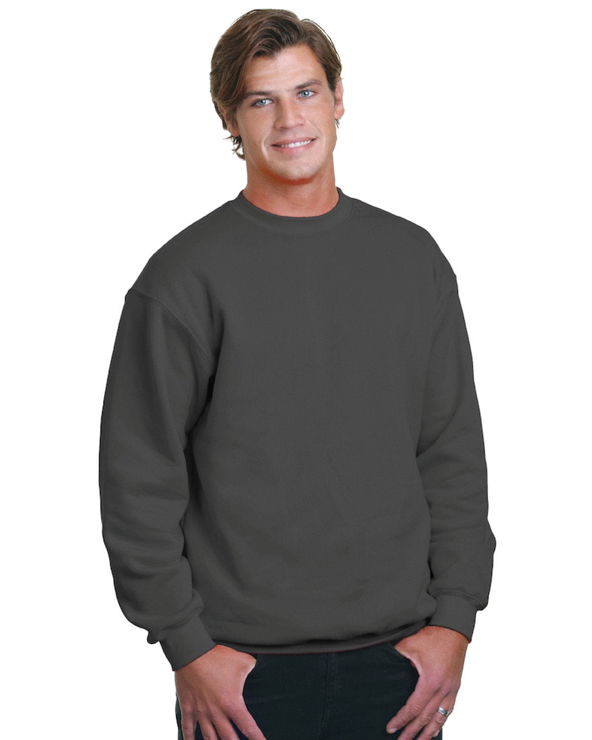 Bayside Sweatshirts/Fleece S / Charcoal Bayside BA1102: Adult 9.5 oz., 80/20 Heavyweight Crewneck Sweatshirt