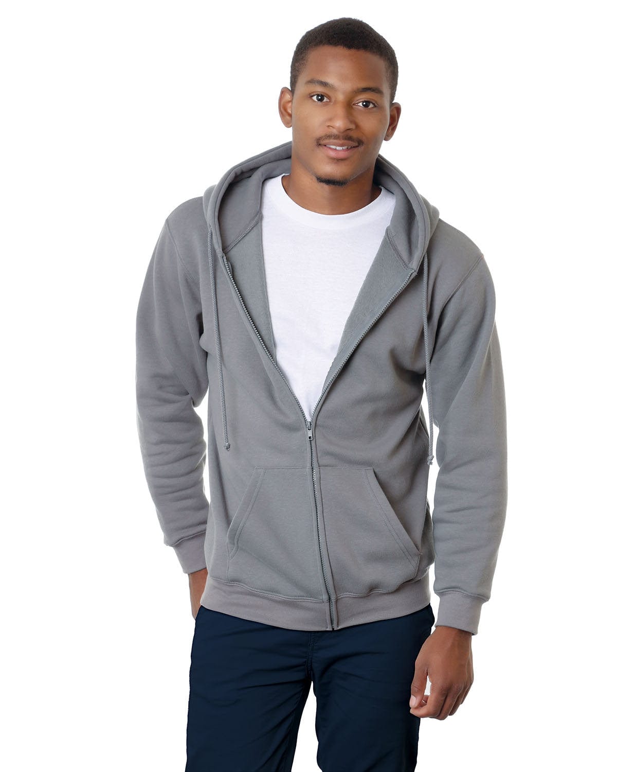 Bayside Sweatshirts/Fleece S / Charcoal Bayside BA900: Adult  9.5oz., 80% cotton/20% polyester Full-Zip Hooded Sweatshirt