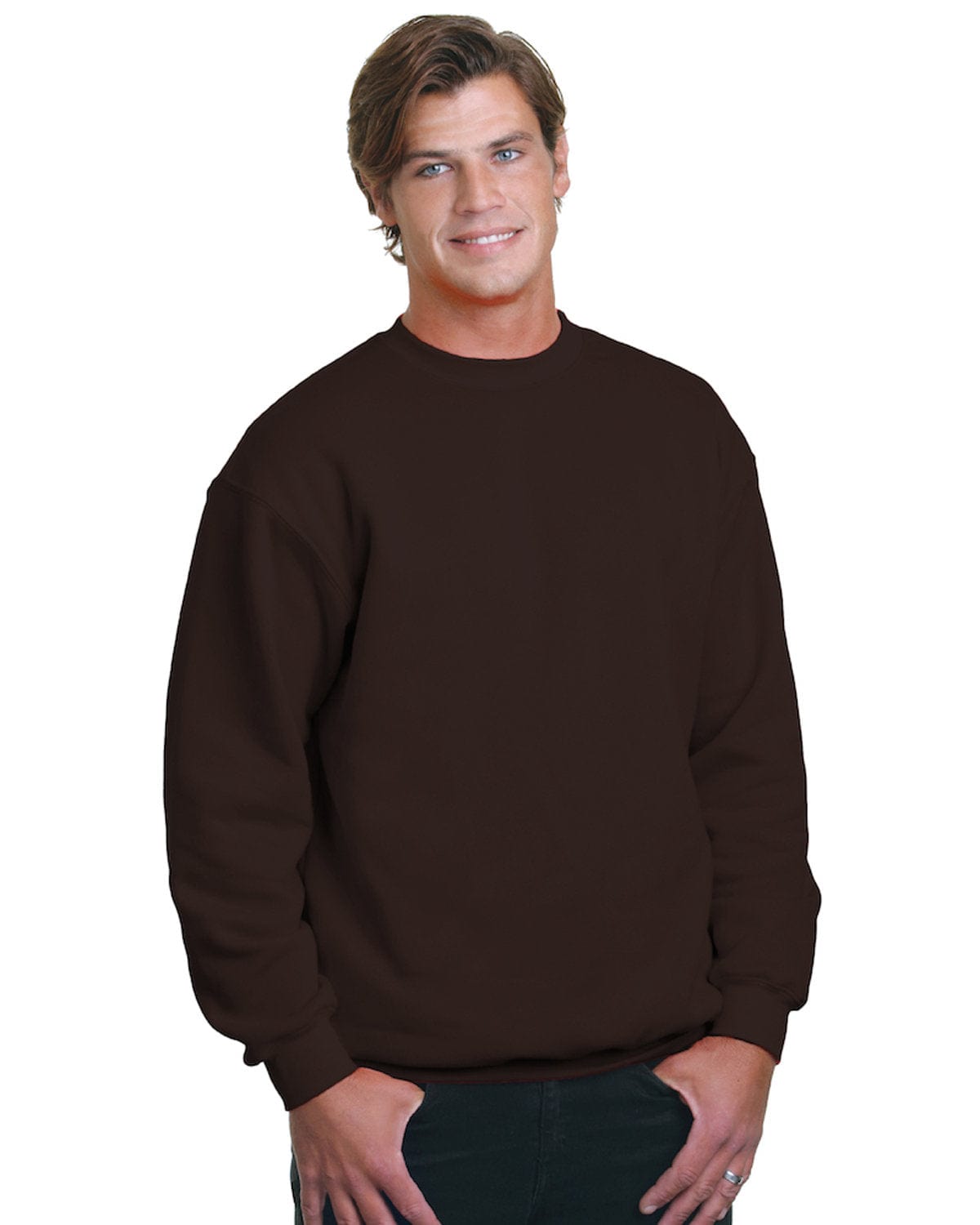 Bayside Sweatshirts/Fleece S / Chocolate Bayside BA1102: Adult 9.5 oz., 80/20 Heavyweight Crewneck Sweatshirt