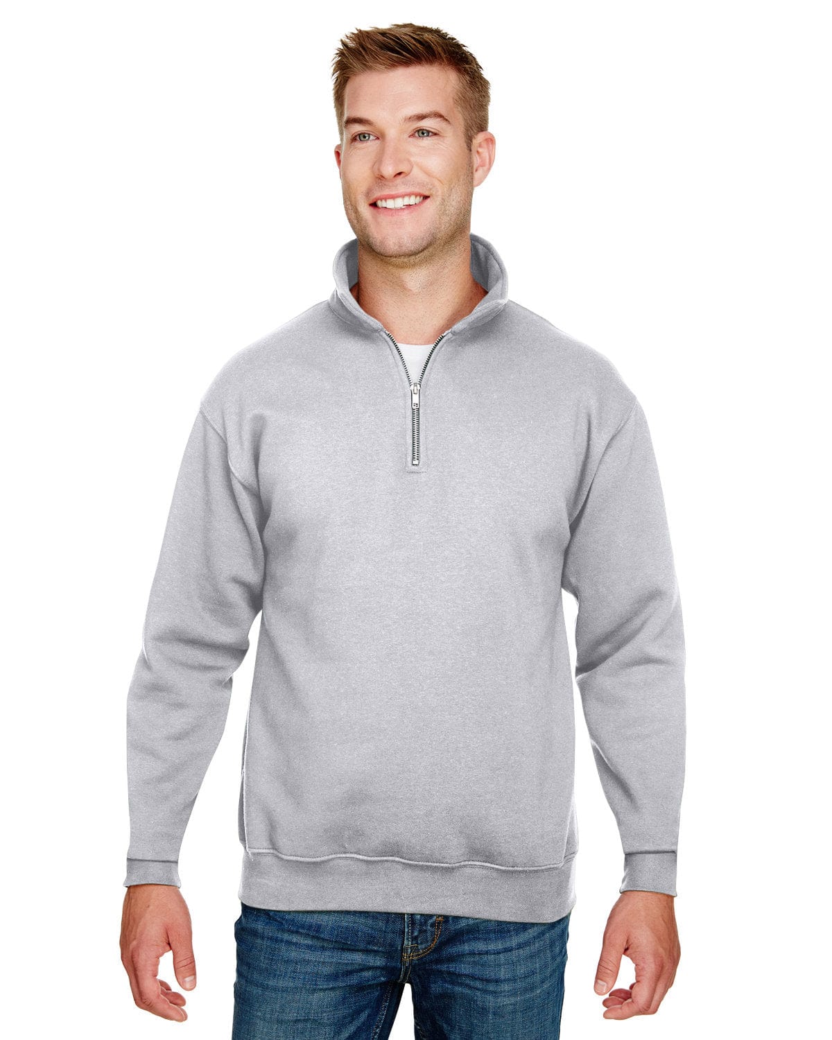Bayside Sweatshirts/Fleece S / Dark Ash Bayside BA920: Unisex 9.5 oz., 80/20 Quarter-Zip Pullover Hooded Sweatshirt