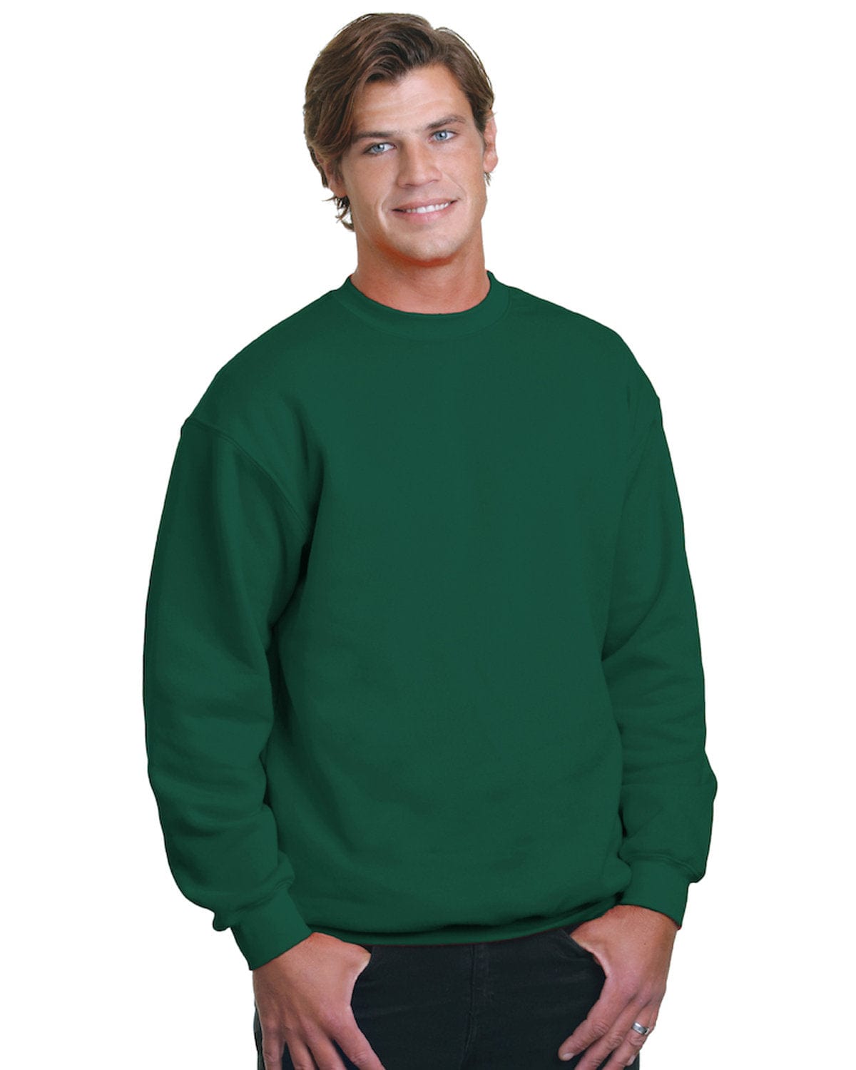 Bayside Sweatshirts/Fleece S / Hunter Green Bayside BA1102: Adult 9.5 oz., 80/20 Heavyweight Crewneck Sweatshirt
