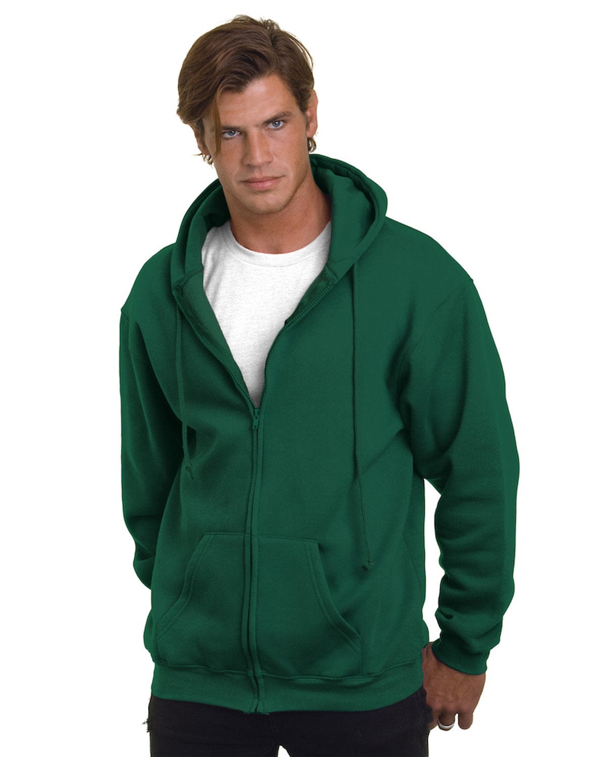 Bayside Sweatshirts/Fleece S / Hunter Green Bayside BA900: Adult  9.5oz., 80% cotton/20% polyester Full-Zip Hooded Sweatshirt