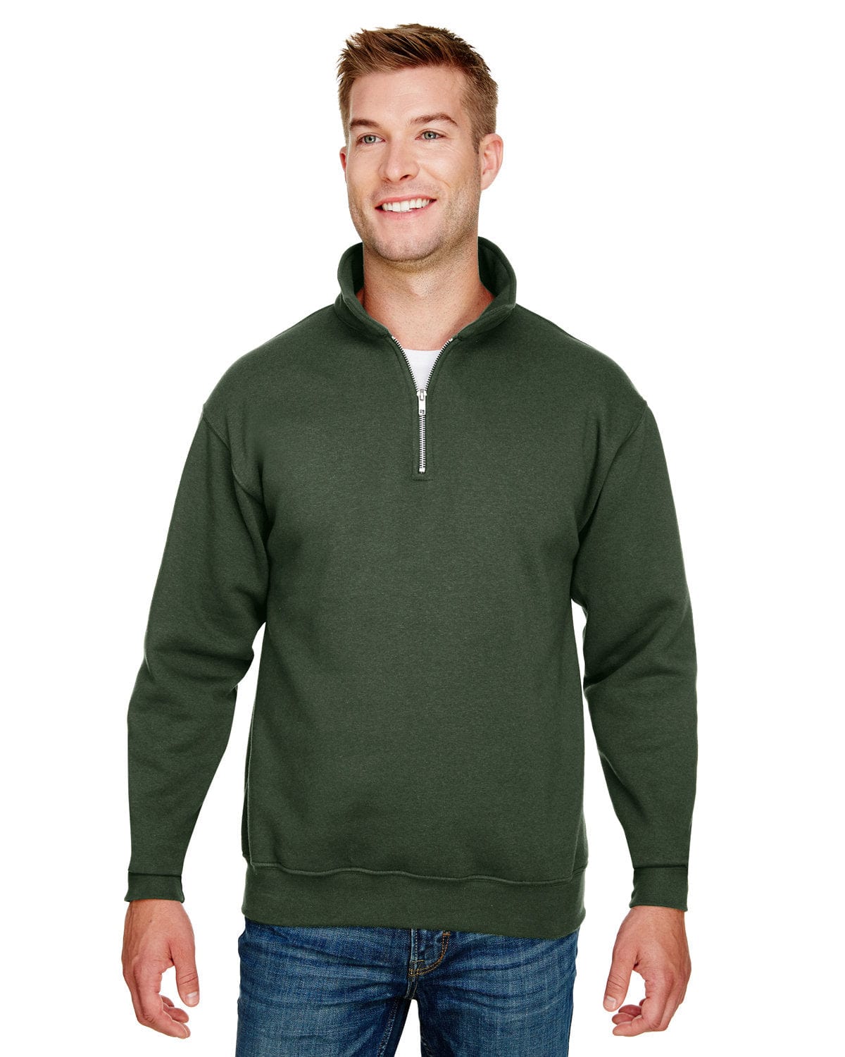 Bayside Sweatshirts/Fleece S / Hunter Green Bayside BA920: Unisex 9.5 oz., 80/20 Quarter-Zip Pullover Hooded Sweatshirt